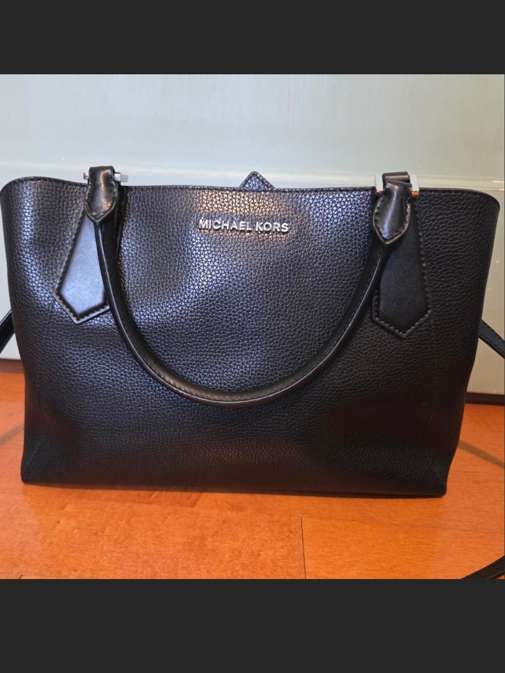 Michael Kors Black Pebbled Leather Satchel Tote